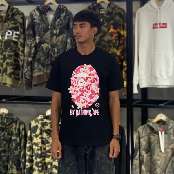 BRANDNEW BAPE Big Head Sakura Black Tee (Large)