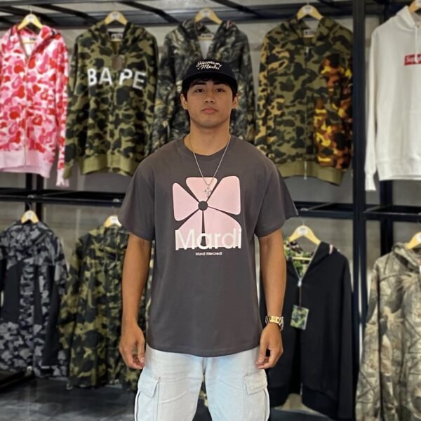 BRANDNEW Mardi Mercredi Pale Pink Flower Charcoal Tee (Free size)