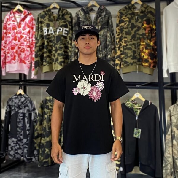 BRANDNEW Mardi Mercredi Plum Flower Black Tee (Free size)