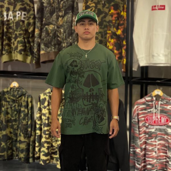 BRANDNEW STUSSY Skull Green Tee (Medium)