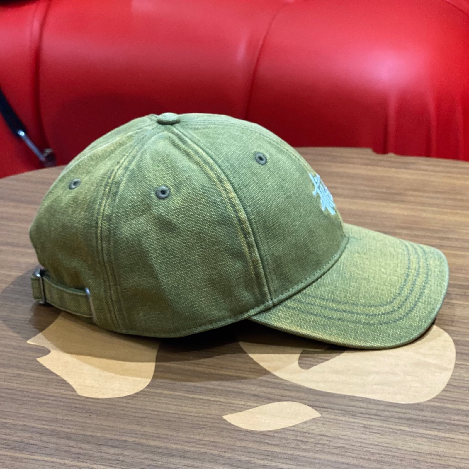 BRANDNEW STUSSY Basic Cap Washed Green Canvas Cap - Image 4
