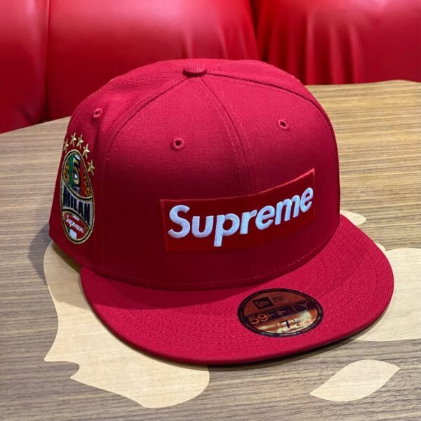 BRANDNEW SUPREME x New Era Milan Box Logo 59FIFTY Red Fitted Cap (Size 7 1/2) - SOLD