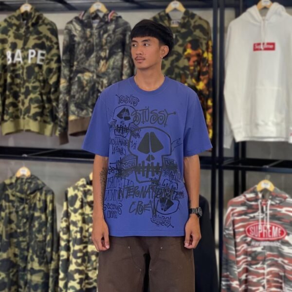 BRANDNEW STUSSY Skull Blue Tee (Large)