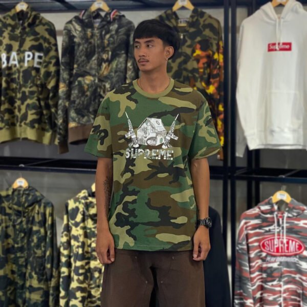 BRANDNEW SUPREME Origami Green Camo Tee (Large)
