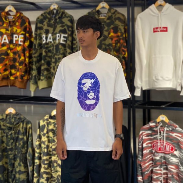 BRANDNEW BAPE Line Camo Ape Head Relaxed Fit White Tee (Large)