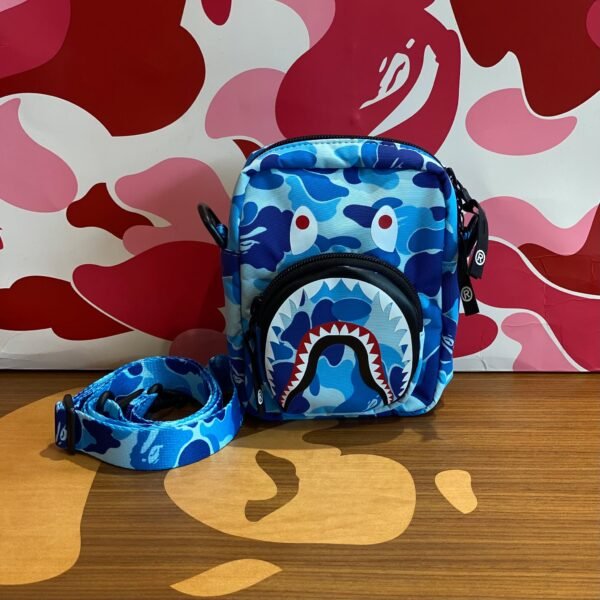 BRANDNEW BAPE Shark Abc Camo Blue Mini Bag