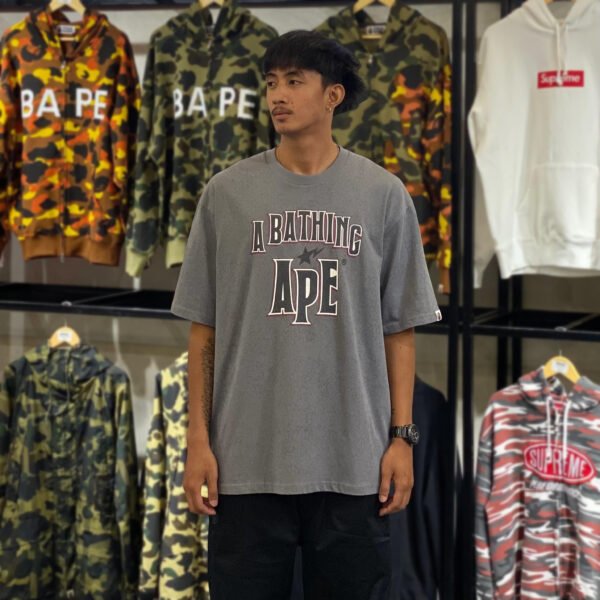 BRANDNEW BAPE Crack Print Pattern Logo Relaxed Fit Gray Tee (XL) - SOLD