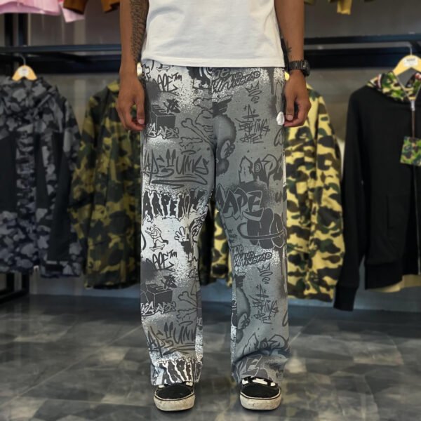 BRANDNEW AAPE Graffiti Print Gray Sweat Pants (Large) - SOLD