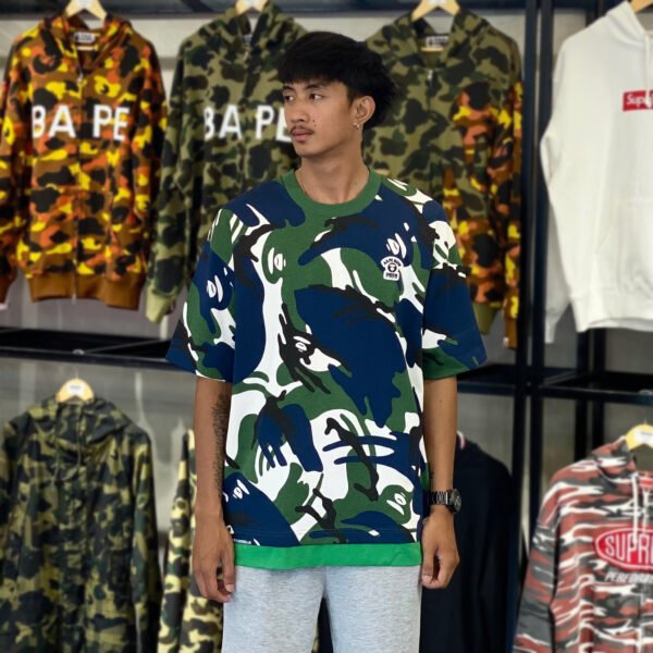 BRANDNEW AAPE Now Moonface Logo Relaxed Fit Green Camo Tee (XL) - SOLD