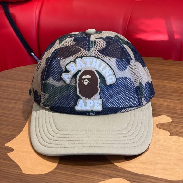 BRANDNEW BAPE 1st Camo College Patched Mesh Cap