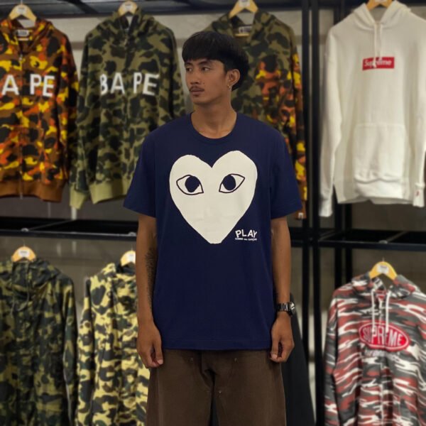 BRANDNEW CDG Play White Heart Eye Blue Tee (XXL) - SOLD