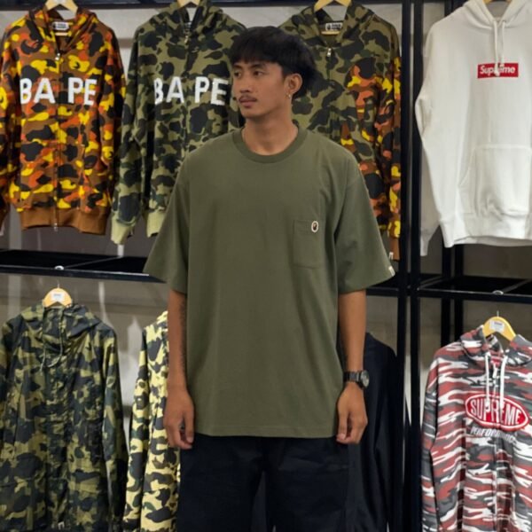 BRANDNEW BAPE One Point Relaxed Fit Olive Green Pocket Tee (XL)