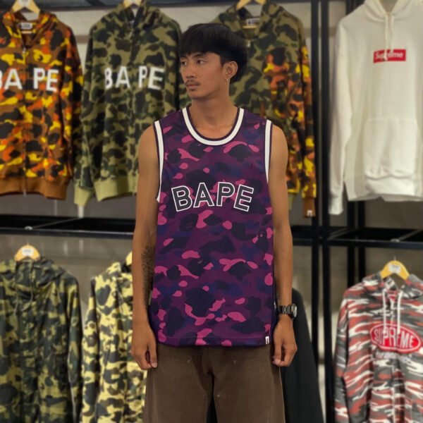 BRANDNEW BAPE Color Camo Mesh Purple Basketball Jersey (Medium) - SOLD