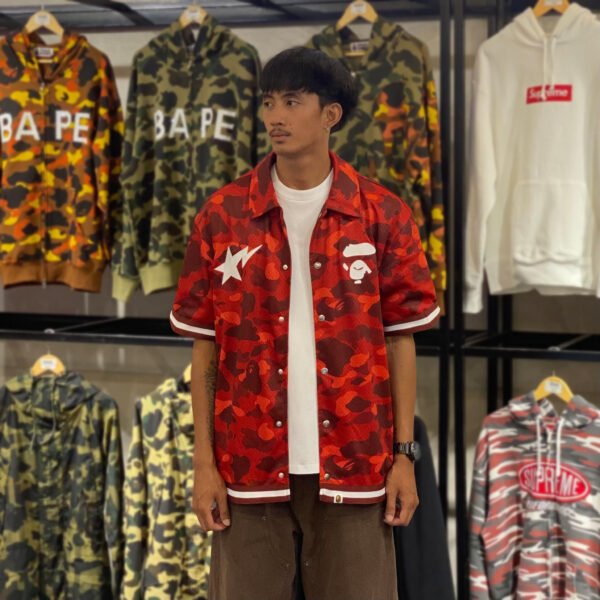 BRANDNEW BAPE Color Camo Warm Up Ss Red Shirt (Large)