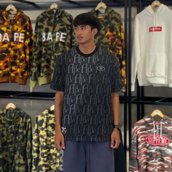 BRANDNEW AAPE Moonface Logo Monogram Black Tee (Large) - SOLD