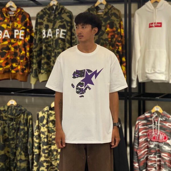 BRANDNEW BAPE Glitch Woodland Ape Face STA White Tee (2XL)