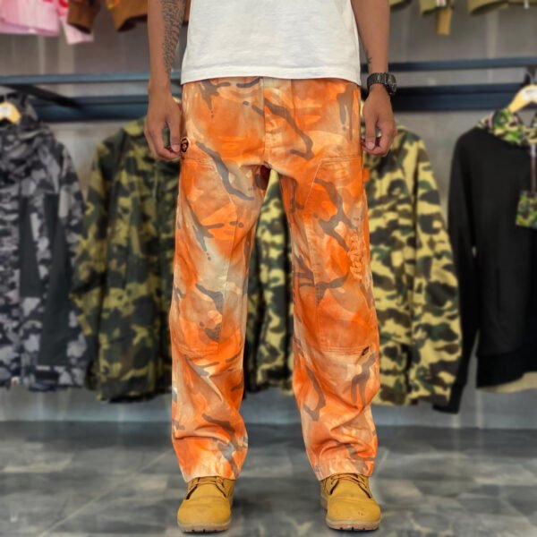 BRANDNEW AAPE Wide Leg Orange Camo Pants (Medium)