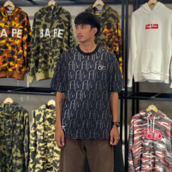 BRANDNEW AAPE Moonface Logo Monogram Black Tee (XL) - SOLD