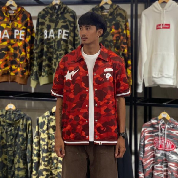 BRANDNEW BAPE Color Camo Warm Up Ss Red Shirt (Medium)