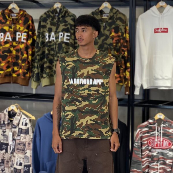BRANDNEW BAPE Glitch Woodland Camo Heavy Wash Green Tank Top (XL) - SOLD