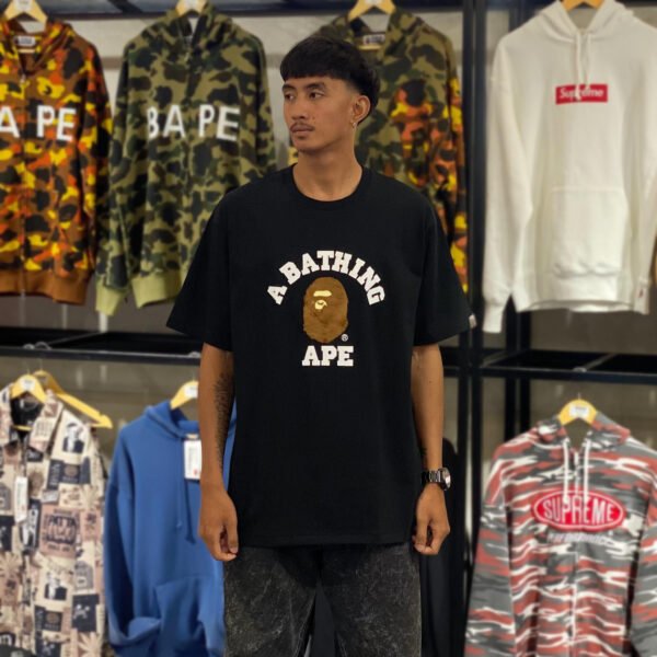 BRANDNEW BAPE College Boa Fleece Black Tee (2XL) - SOLD