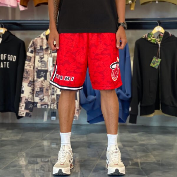 BRANDNEW BAPE x Mitchell & Ness Miami Heat Red Jersey Shorts (Large) – SOLD