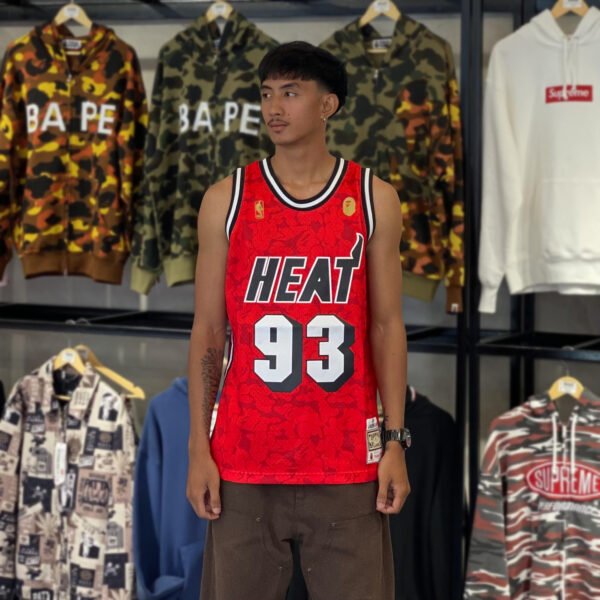 BRANDNEW BAPE x Mitchell & Ness Miami Heat Red Jersey (Large) - SOLD