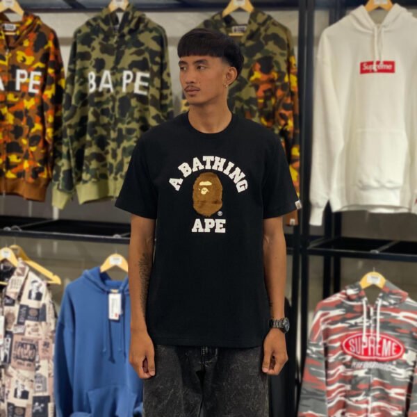 BRANDNEW BAPE College Boa Fleece Black Tee (Large)