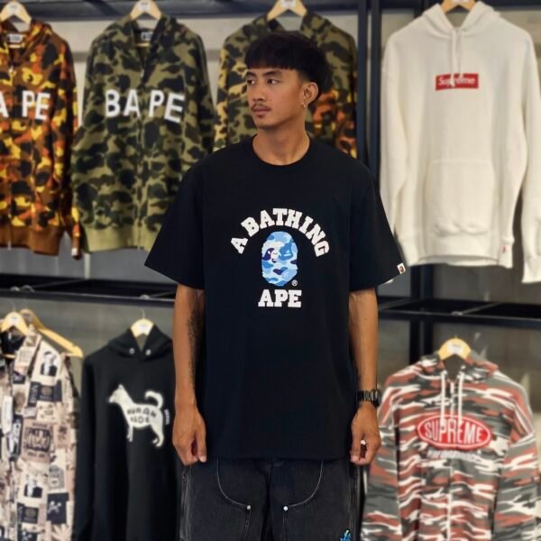 BRANDNEW BAPE Abc Camo Blue College Black Tee (2XL)