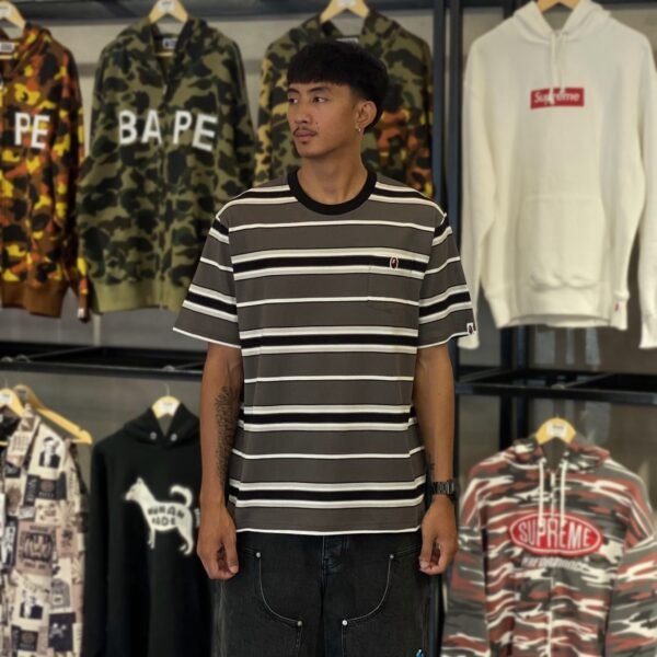 BRANDNEW BAPE One Point Stripe Black Pocket Tee (Medium)