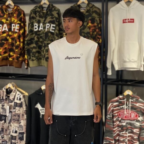 BRANDNEW AAPE Moonface Logo White Tank Top (Large) - SOLD