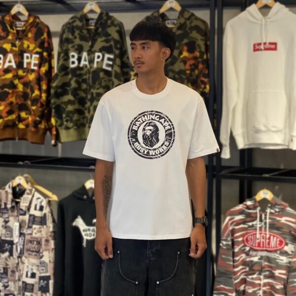 BRANDNEW BAPE Busy Works Marbling Camo Relaxed Fit White Tee (Medium)