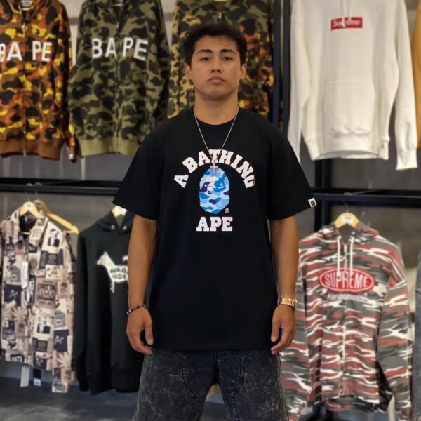 BRANDNEW BAPE Abc Camo Blue College Black Tee (Large)