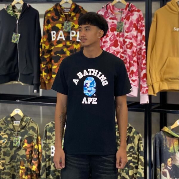 BRANDNEW BAPE Abc Camo Blue College Black Tee (Large)