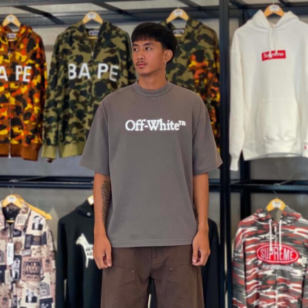 BRANDNEW Off-White Spray-Painted Logo Gray Tee (Large)