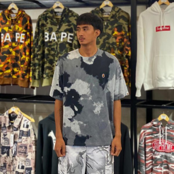 BRRANDNEW BAPE Tie-dye Chusen One Point Relaxed Fit Black Tee (Large)