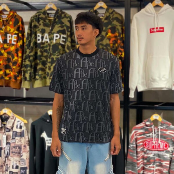 BRANDNEW AAPE Moonface Logo Monogram Black Tee (Small)