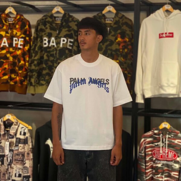 BRANDNEW Palm Angels Curved Logo Oversized White Tee (Large) - SOLD