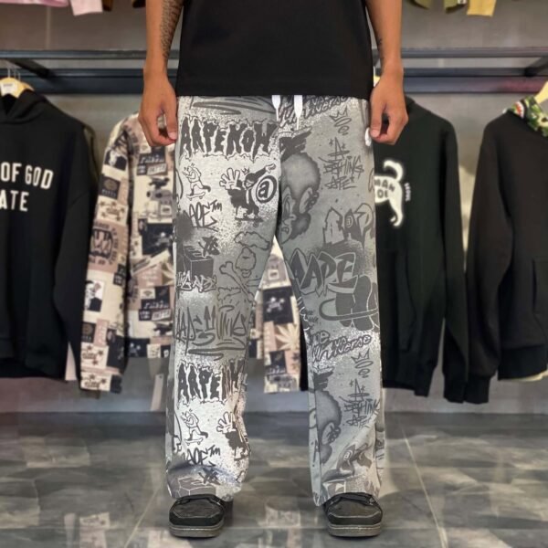 BRANDNEW AAPE Graffiti Print Gray Sweat Pants (Large) – SOLD