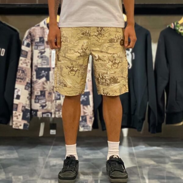 BRANDNEW AAPE BY *A BATHING APE®UNVS Moonface Logo Rodeo Patterned Shorts (Large)
