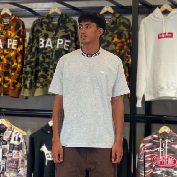 BRANDNEW AAPE Logo Neckline Relaxed Fit Gray Tee (Medium)