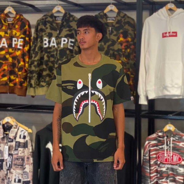 BRANDNEW BAPE Giant Camo Shark Green Tee (XL) - SOLD