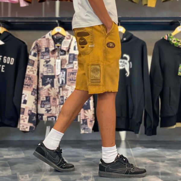 BRANDNEW AAPE BY *A BATHING APE® Embroidered Distressed Brown Cargo Shorts (Medium) - SOLD