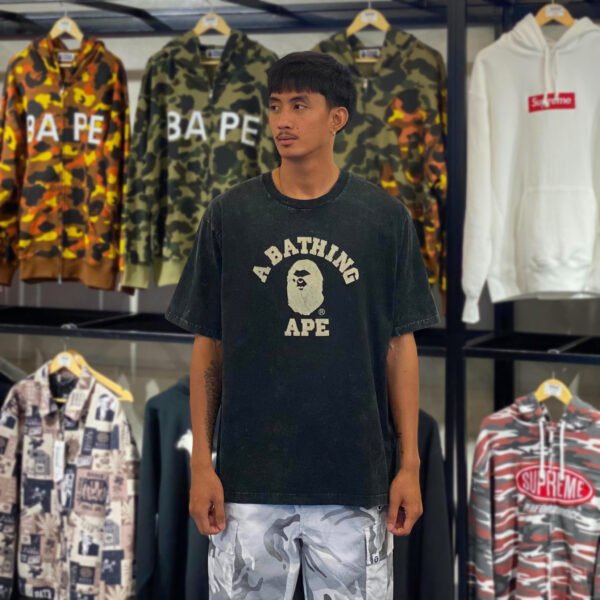 BRANDNEW BAPE Overdye College Relaxed Fit Black Tee (Large) - SOLD