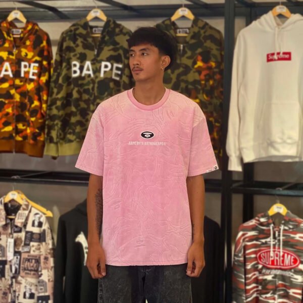 BRANDNEW AAPE Embroidered Logo Textured Pink Tee (Large) - SOLD