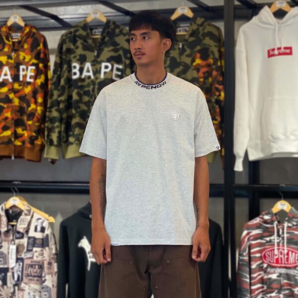 BRANDNEW AAPE Logo Neckline Relaxed Fit Gray Tee (Large)
