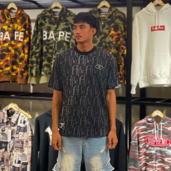 BRANDNEW AAPE Moonface Logo Monogram Black Tee (Medium)