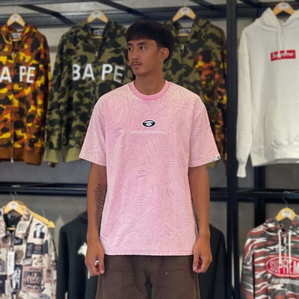 BRANDNEW AAPE Embroidered Logo Textured Pink Tee (Medium)