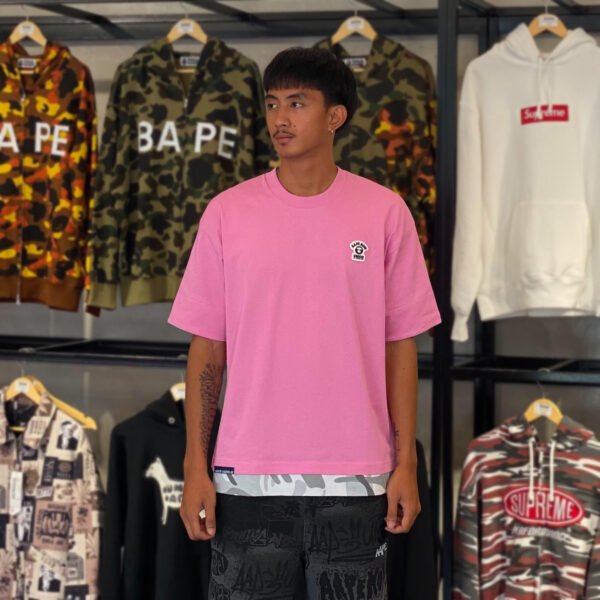 BRANDNEW AAPE BY *A BATHING APE® Moonface Logo Relaxed Fit Pink Tee (Large) - SOLD