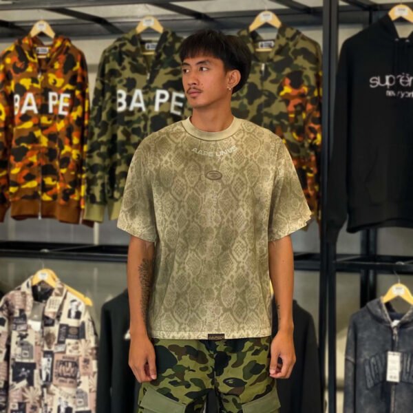 BRANDNEW AAPE BY *A BATHING APE® Retro Distressed Relaxed Fit Beige Tee (Small)